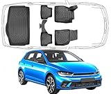 Trimak Lot de tapis de sol 3D et bac de coffre compatibles avec Volkswagen Polo 6 Gen inférieur 2017-2024 Accessoires de voiture en caoutchouc et tapis de coffre pour voitures TPE Toutes saisons Sans