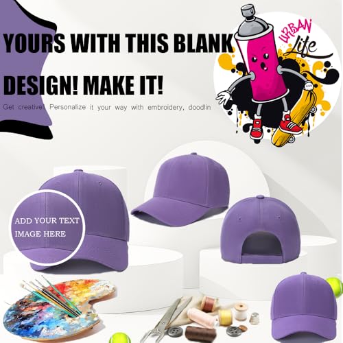 Image of ZH Plain Adjustable Baseball Cap - Lot of 12 Unisex Blank Design Caps