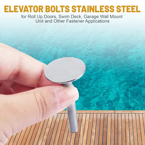 Image of 014973239640 Elevator Bolts, 1 /4-20 x 2 Zinc Flat Elevator Bolts - 10 Pcs | Zinc plated finish, rust resistant, for roll up doors, swim deck flooring, garage wall mount units