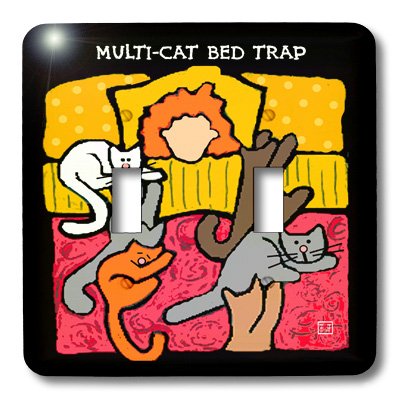 Piège à chat interrupteur double bascule déco chatons multicolores