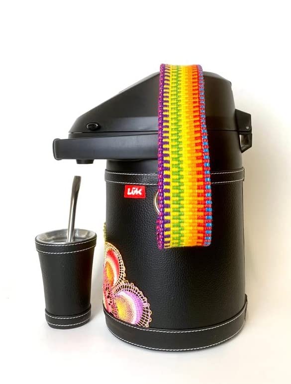 Miniatura 3 de Airpot 2.5 litros Luk Termos, termo acero inoxidable para café, mate tereré  Set Frio caliente Mate Terere modelo tradicional Negro + vaso guampa +