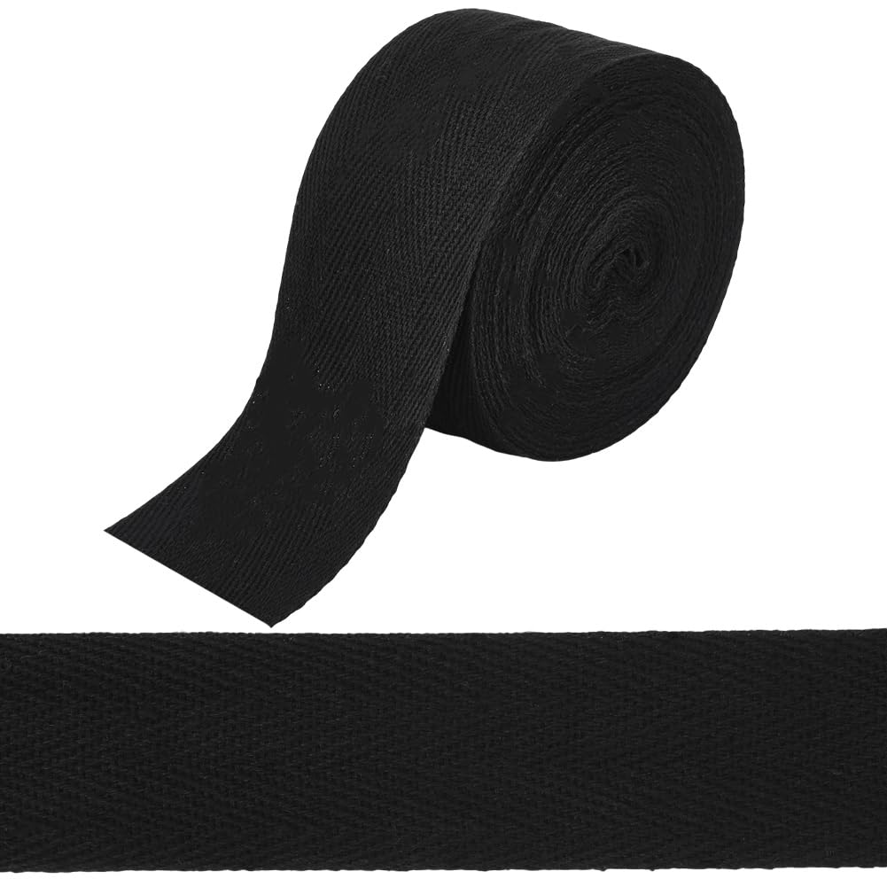 GORGECRAFT Nastro in Twill di Cotone Nero da 10 m X 5cm, Rotolo