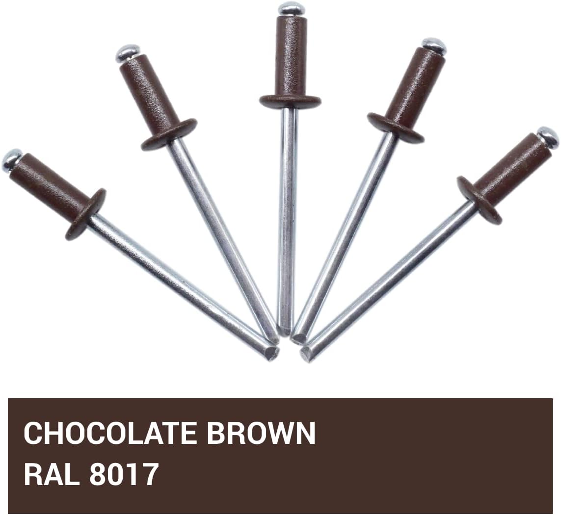 (Pack of 20 pcs) Painted Blind Rivets 4.0 x 10 mm, Dome Head, DIN 7337 ...