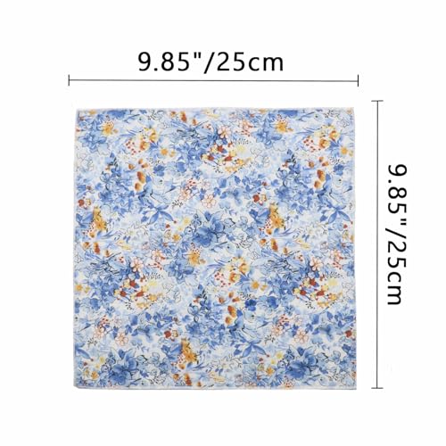 Image of Floral Pocket Squares for Men with Holder Printed Flower Mens Handkerchief Cotton Suit Pocket Hanky for Wedding