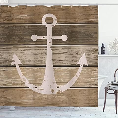 Ambesonne Nautical Anchor Shower Curtain Set Cover