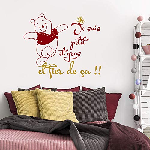 Stickers Muraux Vinyle Pooh Citations Je suis petit et gros et fier de ça Winnie l'ourson Tigrou Autocollants Décoratifs d'intérieur Mur Chambre d'enfant Salon Décoration de Maison Murales A688