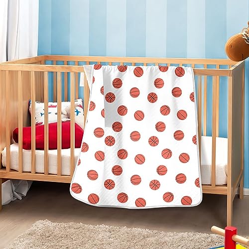Image of Swaddle Blanket for Basketball Balls Baby Receiving Blanket Muslin Baby Swaddles Soft Cotton Breathable Nursery Blankets for Unisex Boys and Girls 30x40 Inch