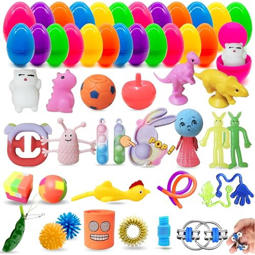 Lubibi 24 Pcs Kit De Chasse Aux Œufs De Pâques Avec Mini Fidget Toys, Adaptés Au Remplissage Du Panier De Pâques, Cadeaux De Fête De Pâques, Cadeaux...