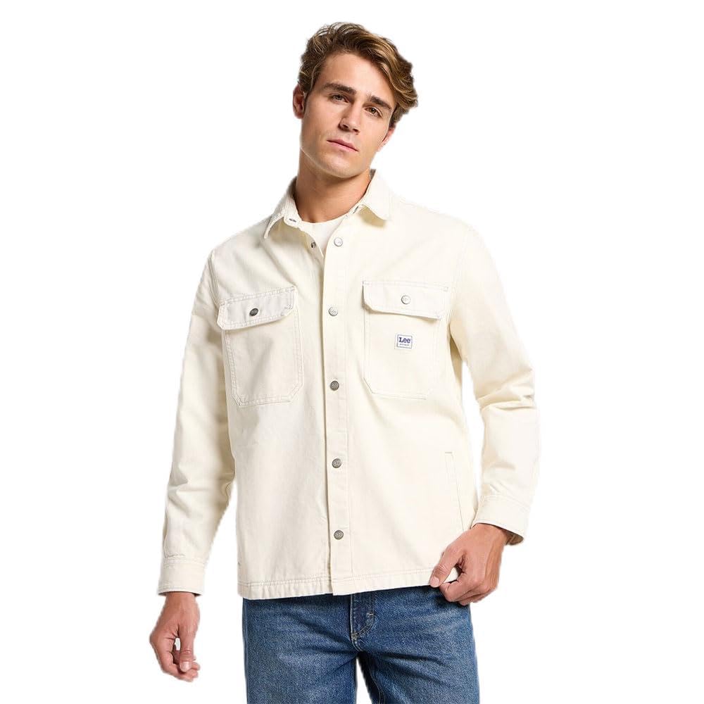 Lee Men's Workwear Overshirt Shirt, Ecru, L