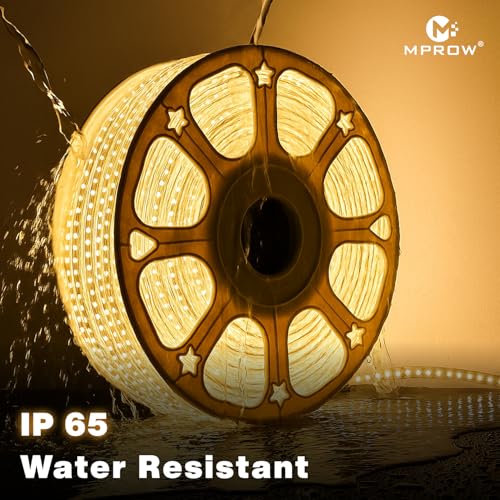 Image of MPROW 3 Meter LED Rope Light | 120 LEDs /Meter Waterproof Strip Light | Warm White Light for False Ceiling, Diwali, Balcony & Indoor Decoration | Plug n Play Flexible Decorative Light
