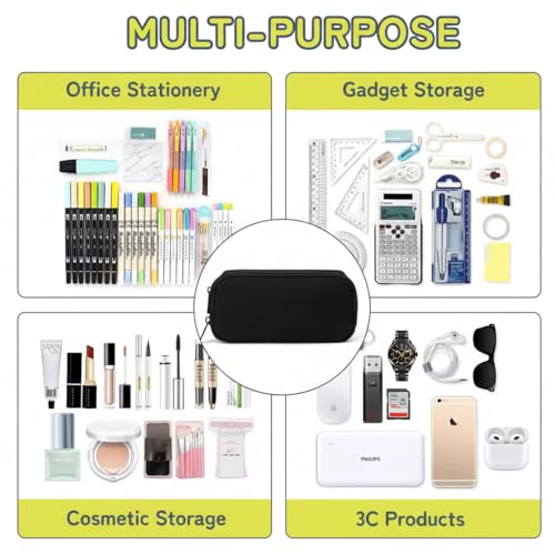 Image of Della Gao Pencil Case, Large Pencil Pouch Nylon Pencil Box for Office Stationery Organizer, Multifunctional Pencil Bag for Men Women