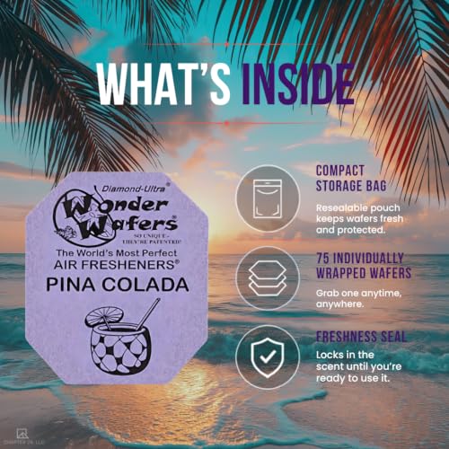 Image of Wonder Wafers 75 Count Air Fresheners Individually Wrapped, Pina Colada Fragrance