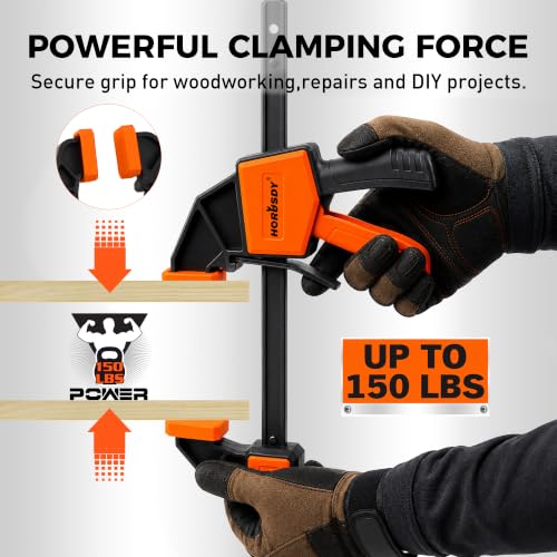 Image of HORUSDY 8-Pack Bar Clamps for Woodworking, 12 inch and 6 inch Bar Clamps with 2-Piece Clamp Connectors, Quick-Release Wood Clamps with 150 LBS Load Limit, Trigger Clamp Set
