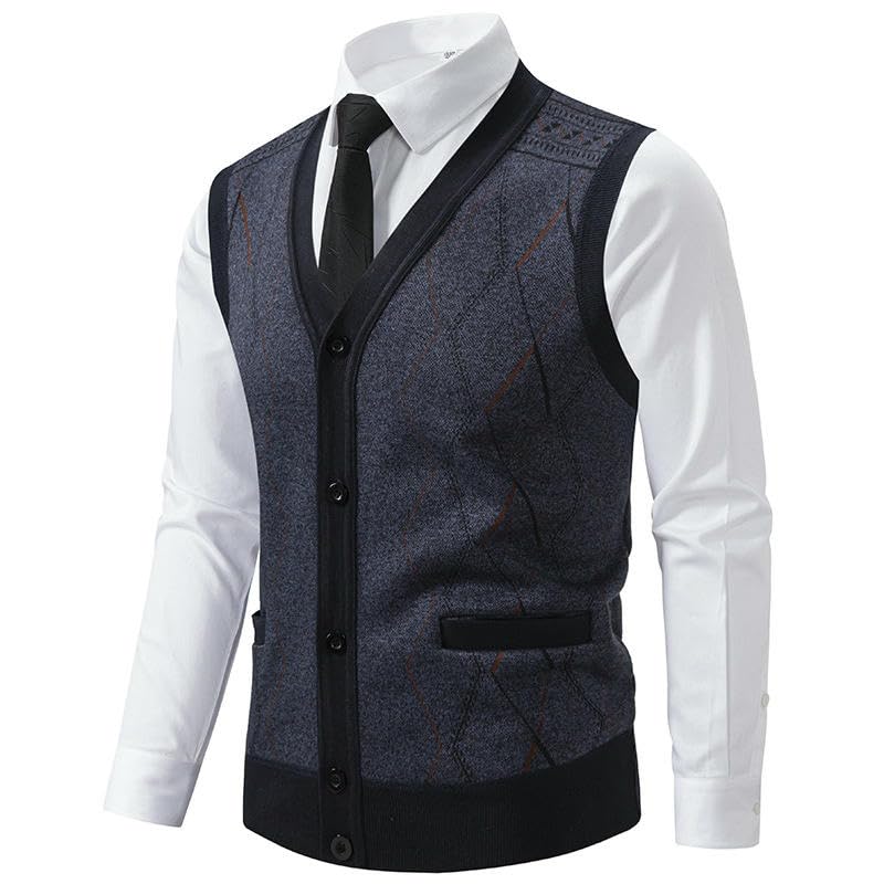 Chaleco de diamantes ajustado de punto premium para el invierno masculino 4