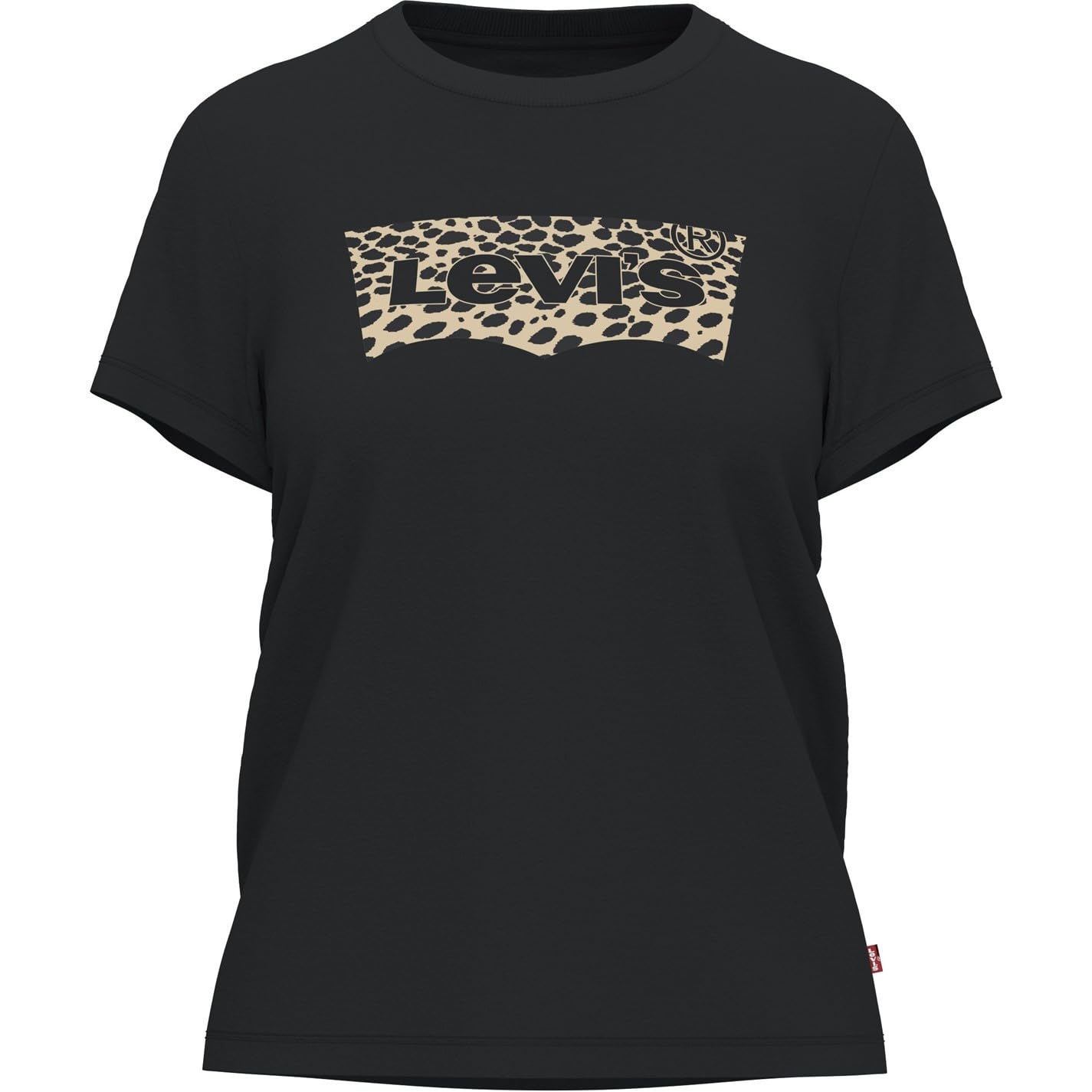 Levi's Women's The Perfect Tee- Pattern Batwing Logo T-Shirt, Batwing Leopard Caviar, XXS