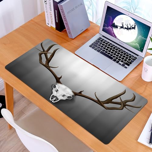 KDWJS Gaming Mouse Pad Mouse Mat - 35.5 x 16 in - XXL mousepad - Table mat large size - improved precision and speed - Realistic Deer Skull and antlers hanging on wall KDWJS Gaming Mouse Pad Mouse Mat - 35.5 x 16 in - XXL mousepad - Table mat large size - improved precision and speed - Realistic Deer Skull and antlers hanging on wall
