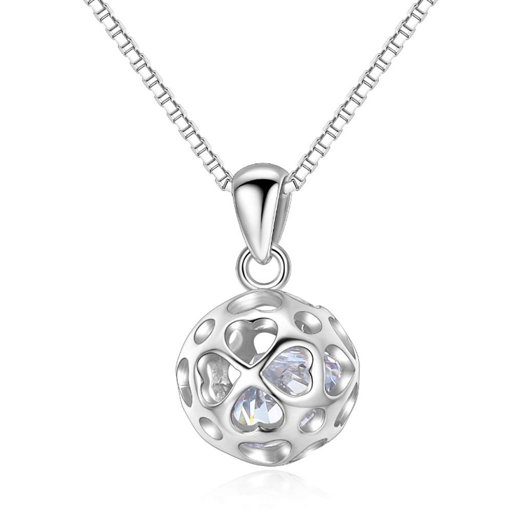 Collar Collar de Plata 925 Cadena de clavícula Colgante de Bola Cumpleaños Regalo de San Valentín para Novia Collar romántico para Mujer (Size : 45cm) (A 40cm)