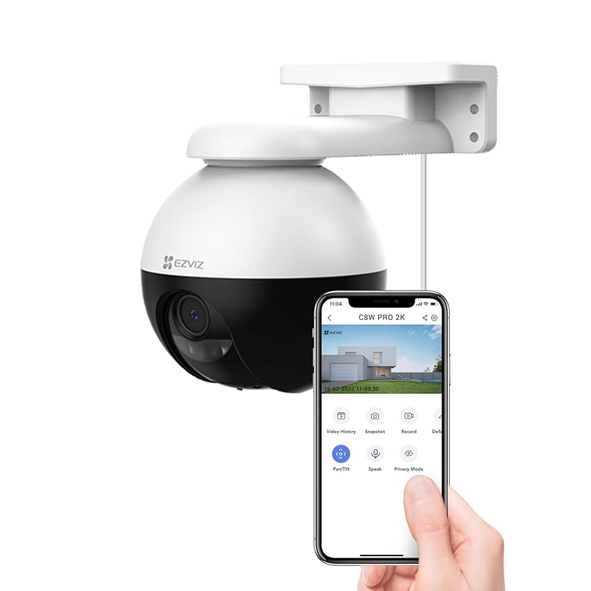 Immagine del prodotto EZVIZ Telecamera WiFi da Esterno Motorizzata, Telecamera WiFi di Sorveglianza, Videocamera Esterna Pan&Tilt con Copertura Visiva a 360 °, Visione Notturna Fino a 30 m, AI, Impermeabile, C8W 3MP