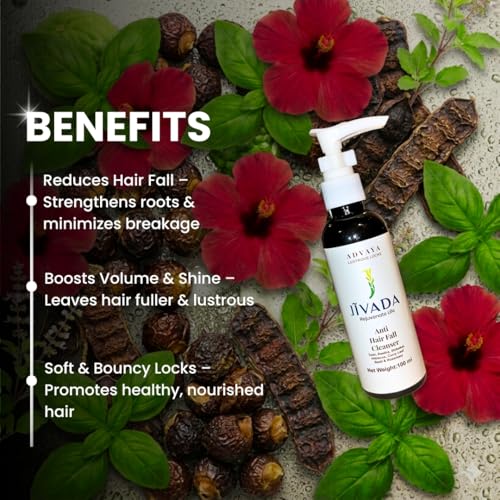 Image of JIVADA Anti-Dandruff & Hairfall Cleanser | Soothes Itchy Scalp & Redness | Controls Hair Thinning | Curry Leaf, Rosemary, Shikakai, Basil | Dermatologically Tested | Sulphate & Paraben Free | 100ml