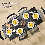 Best Choice Products 7-Piece Modern Dining Room Set, Kitchen Table Set, Dining Table w/ 6 Chairs, Upholstered Cushions, Solid Metal Frame, Curved Backrest - Black/Gray - Image 4
