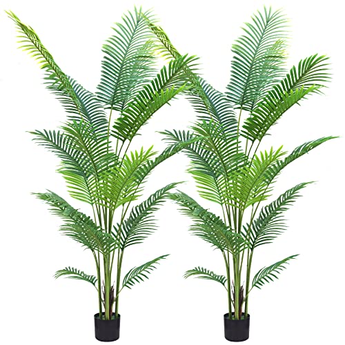 Artificial Areca Palm Tree 6FT - Fake Plants Indoor Faux Tropical Palm Potted Dypsis Lutescens for Home Office Decor Housewarming