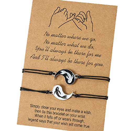 Yin Yang Bracelet Handmade Braided Lucky Koi Fish Tai Chi Bracelet for Women Men Couple Friendship Bracelets 2 Jewelry Gift