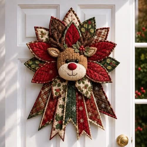 Festive Quilted Christmas Door Hanging DIY Sewing Kit for Beginners
