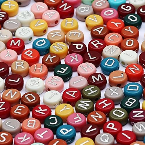 Miniatura 4 de ToBeIT 1000 piezas Cuentas de Letras Cuentas Acrílicas del Alfabeto A-Z Cuentas Redondas para Hacer Joyas DIY, Pulseras, Collares (Plateado)