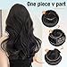 FAVE V-Shaped Clip in Extensions Synthetic Hair Extension Wavy Hair Extensions Brown Black Hair Extensions One Piece Extensions with 5 Secure Clips Vigorous Clip in Hair Extension for Women
