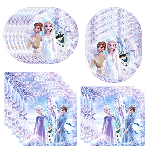 40pcs Frozen Party Supplies include 20 plates 20 napkins for the Frozen birthday party decoration
