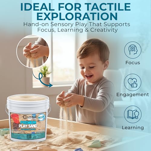 Image of Trade Grade Play Sand for Sandbox Sand for Kids - 45 lb Bucket Natural Play Sand for Kids, Sensory Play, Tables, & Outdoor Fun, Perfect for Wet Castle Building & Creativity