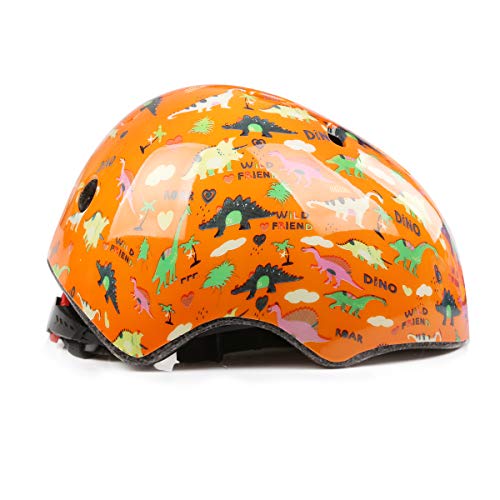 Besmall Cute Kids Bike Helmet Ages 3-7 Boys Girls Adjustable Safety & Comfort Helmets For Multi-Sports Cycle Skating Orange Dinosaur World #TOP7