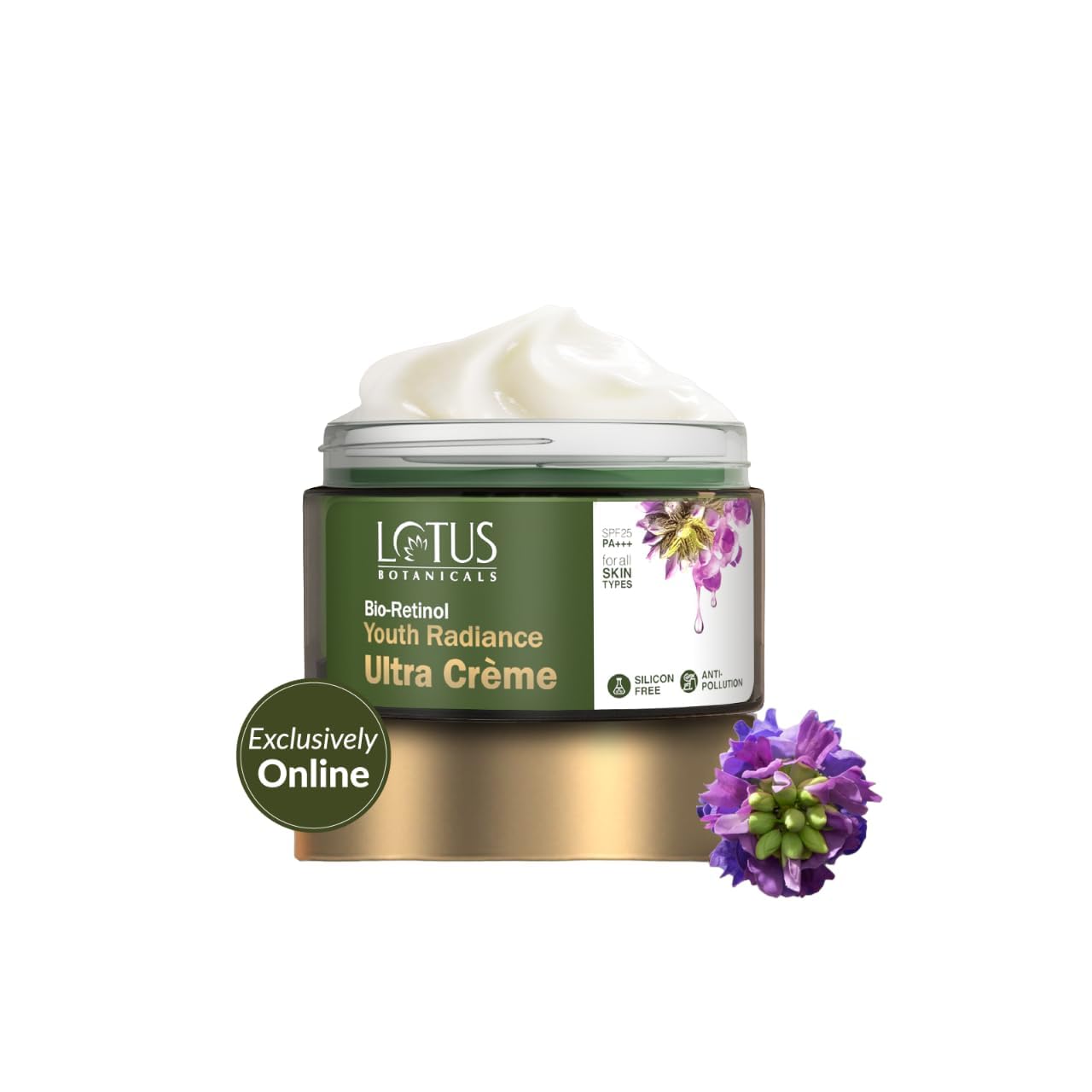 Lotus Botanicals Bio Retinol Youth Radiance Ultra Cream | SPF 25 PA+++ | Preservative Free | For All Skin Types | 50g