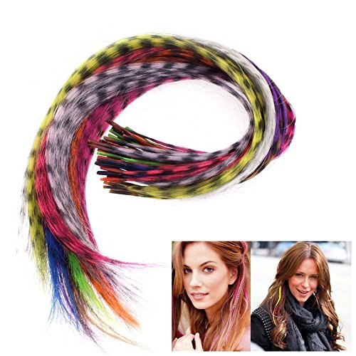 New 50pcs Grizzly synthetic Feather hair Extensions 16" with 50 beads for free