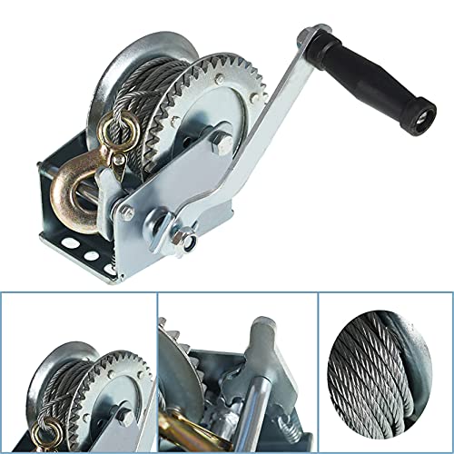 Winche manual 1500 lbs con freno y cable de acero miniatura 5