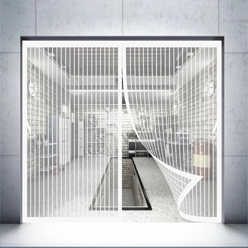 Mosquitera Imantada 88 x 166 cm Protección Contra Insectos, Malla Fina, Mantiene El Aire Fresco, Mosquitera Puerta Enrollable para Puerta Corredera, de Salón, Blanco