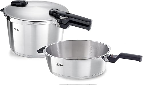 Miniatura 9 de Fissler Vitaquick Premium - Juego de 3 piezas de olla a presión de 3.7 cuartos de galón y 6.3 cuartos de galón con tapa de vidrio