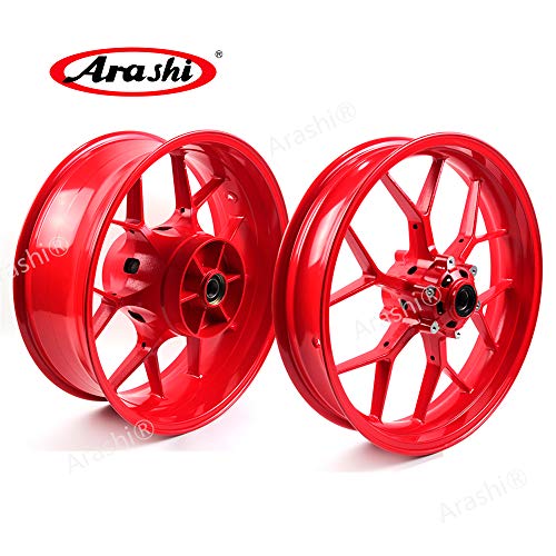 Arashi Front Rear Wheel Rims and Brake Disc Rotors for HONDA CBR1000RR 2006-2016 Motorcycle Replacement Accessories CBR 1000 CBR1000 RR 1000RR 1000CC Red 2007 2008 2009 2010 2011 2012 2013 2014 2015 - Thumbnail 2