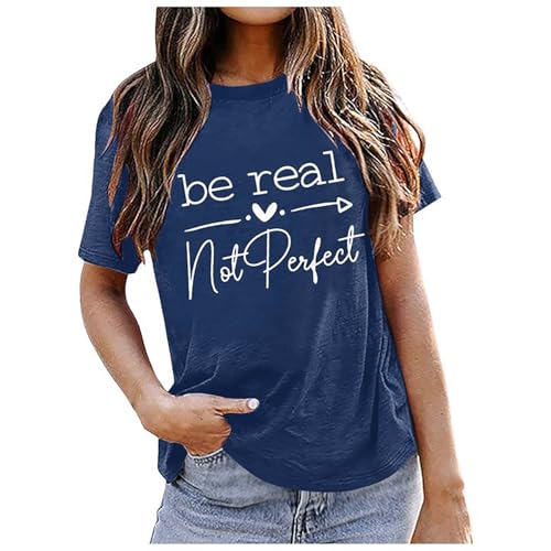 Camiseta de manga corta para mujer con texto en inglés 
