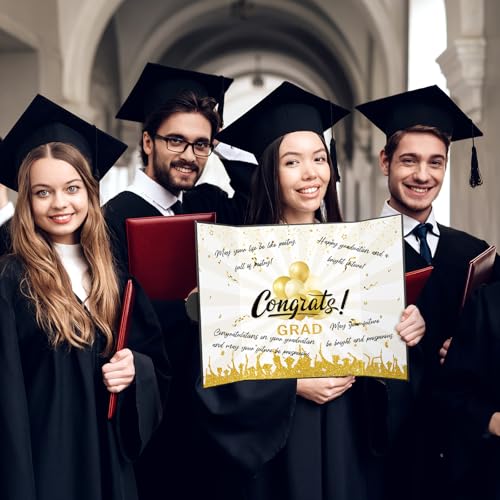 Image of Graduation Guest Book Alternative,Graduation Signature Board Sign, Black Gold Class of 2025 Graduation Party Decorations for Men Women College High School Unique Graduation Gift for Friends