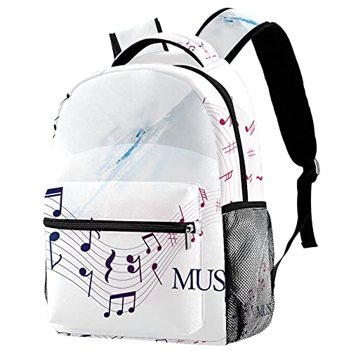 Sac à dos voyage avec porte-bouteille intégré et motif notes de musique pour le campus