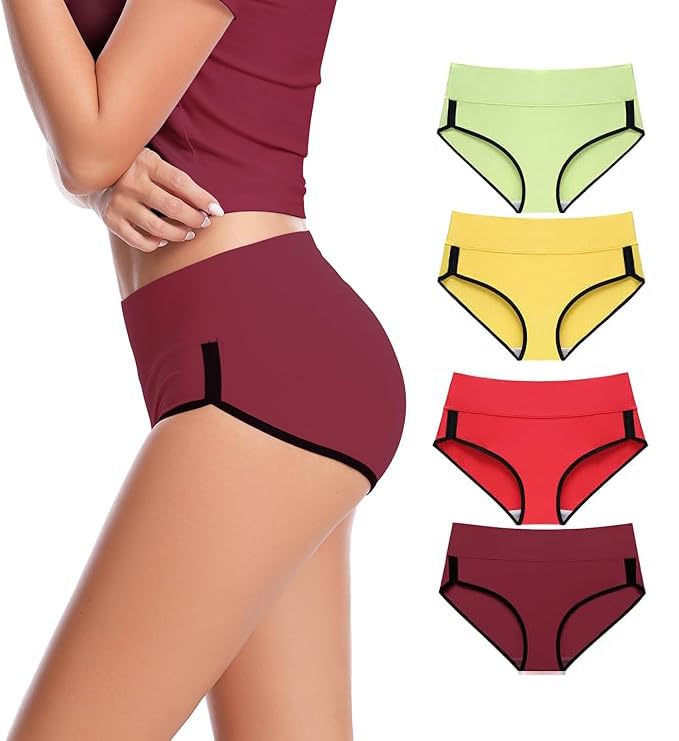 Image of DIVING DEEP Womens Breathable 100% Hipser Regular & Plus Size Underwear | Cotton Brief | High Waist Full Coverage Tummy Controller | High Rise Underpants Womens Panties - (Pack of 4)