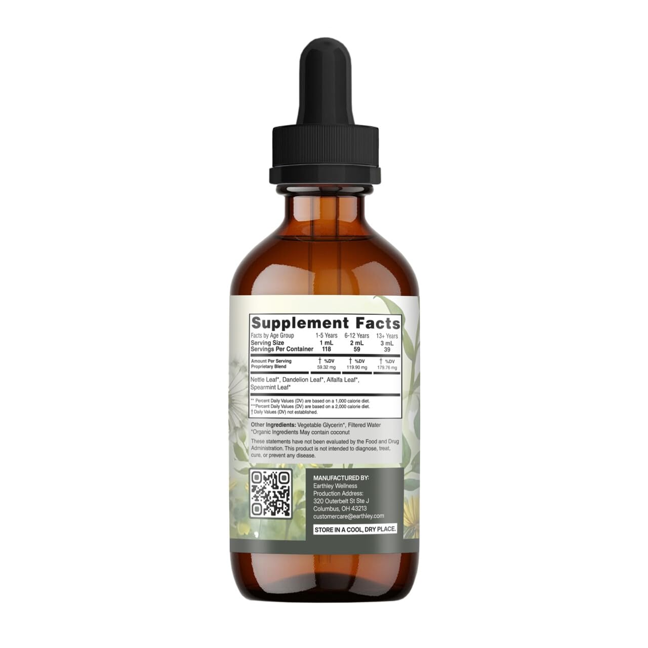 Earthley Wellness Nourish Me Naturally, Liquid Herbal Multivitamin for Whole Family Wellness, Bioavailable Plant-Based Nutrition, Herbs Like Nettle and Alfalfa Leaf, Trace Minerals Alcohol-Free (4oz) — Amazon image 2
