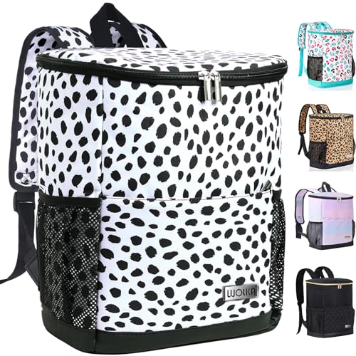 Wolka Cooler Backpack 30 Cans,Portable Backpack Coolers Insulated Leak Proof,Waterproof Soft Sided Cooler Bag for Travel,Beach,Camping,Picnic,Lunch Backpack for Women (Spotted-Dog)