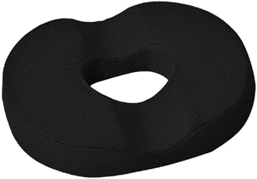 Cojín de asiento con forma de dona, cojín para aliviar dolores de coxis, cojines de espuma viscoelástica para oficina (negro)