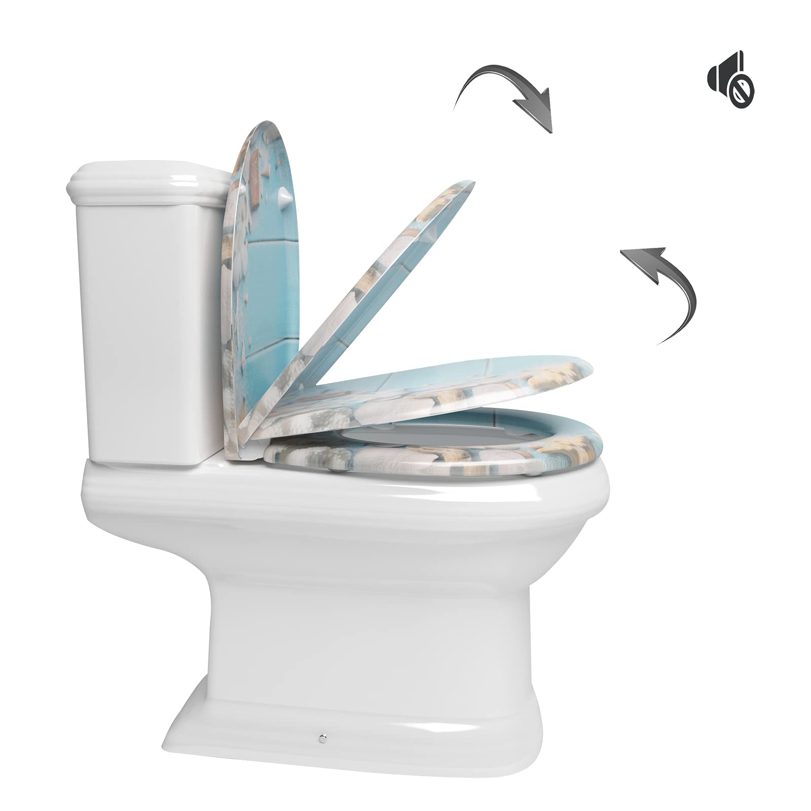 WOLTU Tapa de WC Tapa de Inodoro Asiento de Inodoro Bisagra de Cierre Suave Instalar Rápida