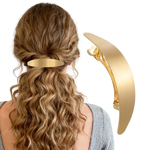 Oval French Barrette Hair Clips Vintage Metal Gold Hair Clip Elegant French Clip for All Hairs Gold Hairs Barrettes for Wedding Prom & Formal Events Valentines Day