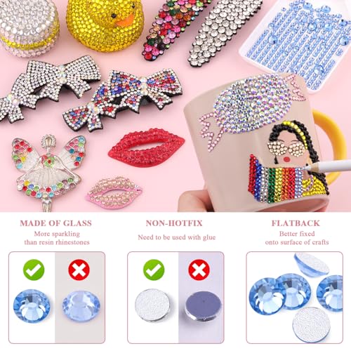 Image of 2500PCS SS10 /2.8mm Glass Rhinestones for Bedazzling (Light Sapphire) | Flatback Crystal Rhinestones for Crafting DIY Nail Art Makeup Decoration, Gems Diomand Charms for Tumbler Shoes Clothing Mug