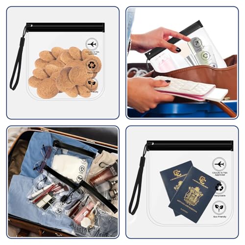 Lot de 2 sacs de toilette transparents homologués - 20 x 20 cm - Avec poignée - Gadgets d'avion - Accessoires de voyage – Image 7