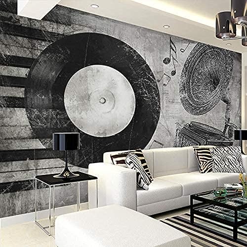 3D Blanco Y Negro Papel Pintado Blanco Instrumentos Musicales Sala De Estar Dormitorio Música Estudio Comedor No Tejido Pared Pintado Papel Tapiz 3D Decoración Dormitorio Sala Sofá Mural-350cm×256cm